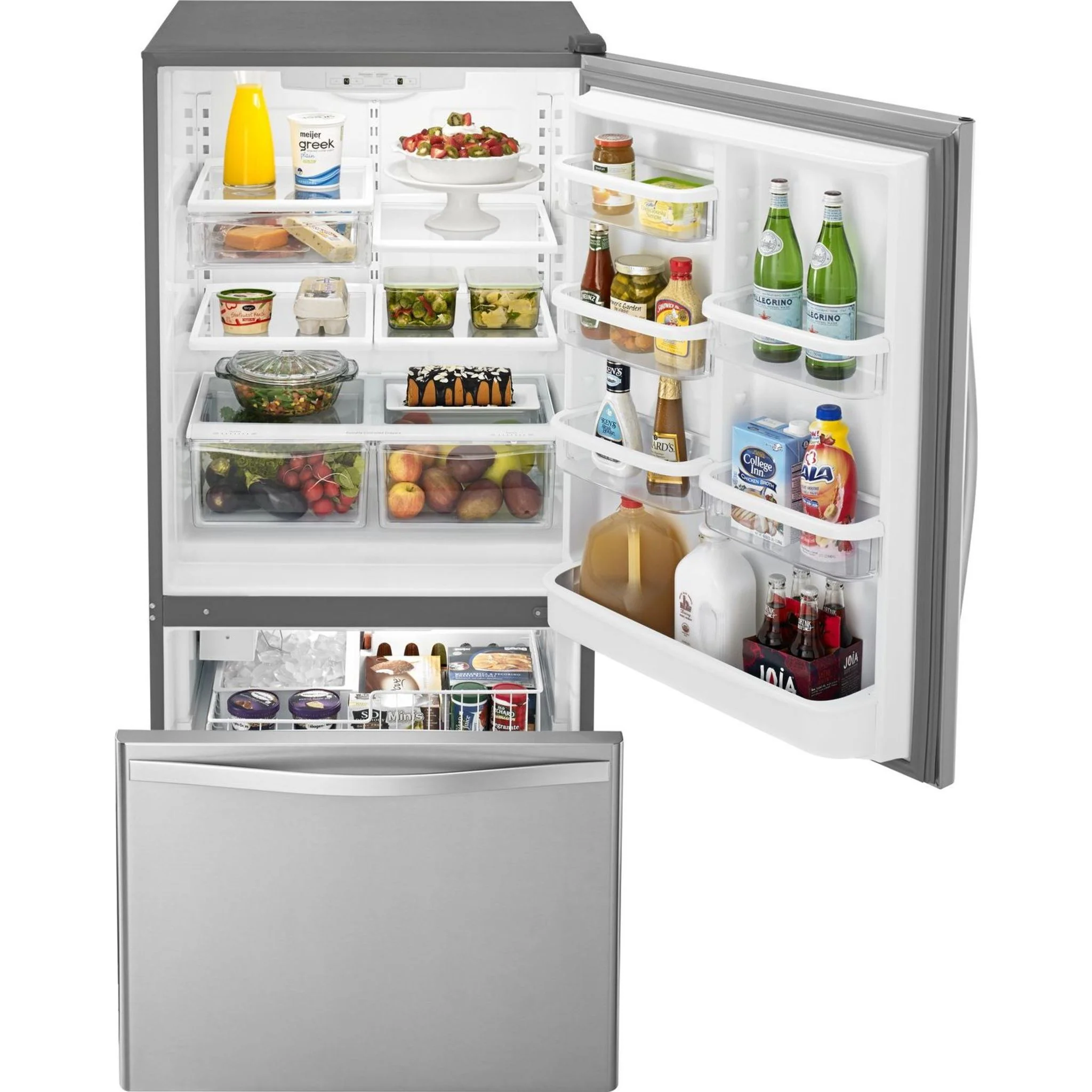 Whirlpool 22 cu. ft. Bottom-Freezer Refrigerator with Freezer Drawer -Stainless Steel (WRB322DMBM) - Image 6